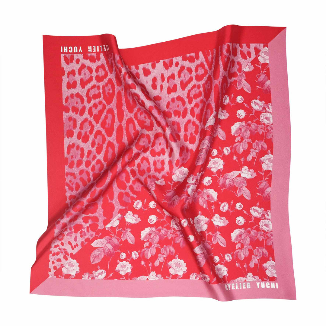Atelier Yuchi Gently Wild Red leopard Silk Scarf
