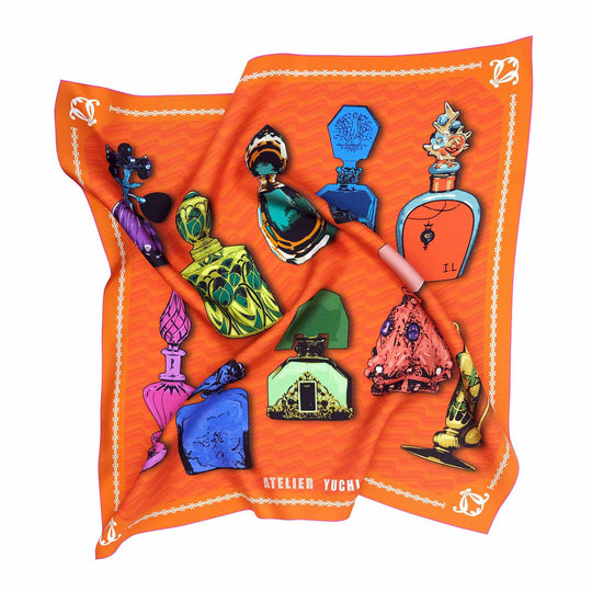 Perfume Lover Silk Scarf. COL-Orange