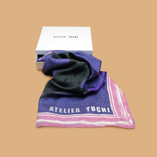 Leopard Twins Silk Scarf. COL-Lilac