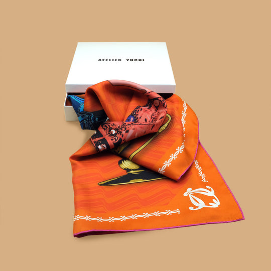 Perfume Lover Silk Scarf. COL-Orange