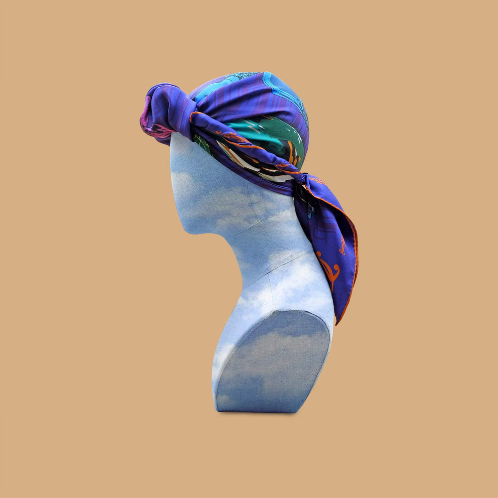 Perfume Lover Silk Scarf. COL-Blue