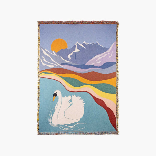 Atelier Yuchi Swiss Alps Woven Blanket Bed Throw Swan Lake 