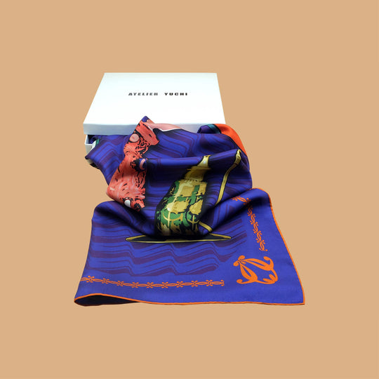 Perfume Lover Silk Scarf. COL-Blue